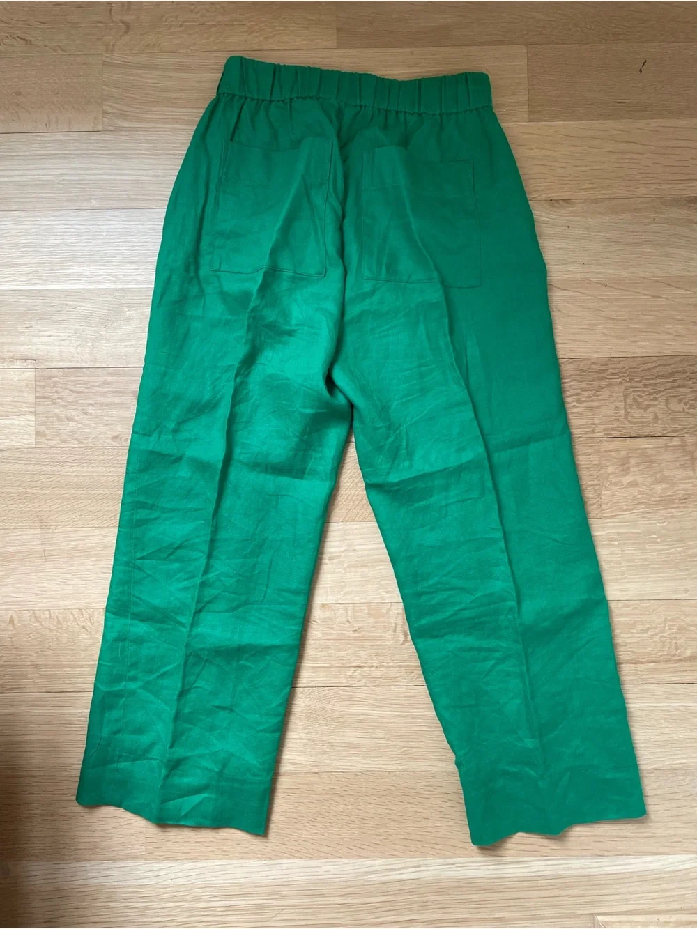 Everlane Linen Green Wide Leg Pants Elastic Waist